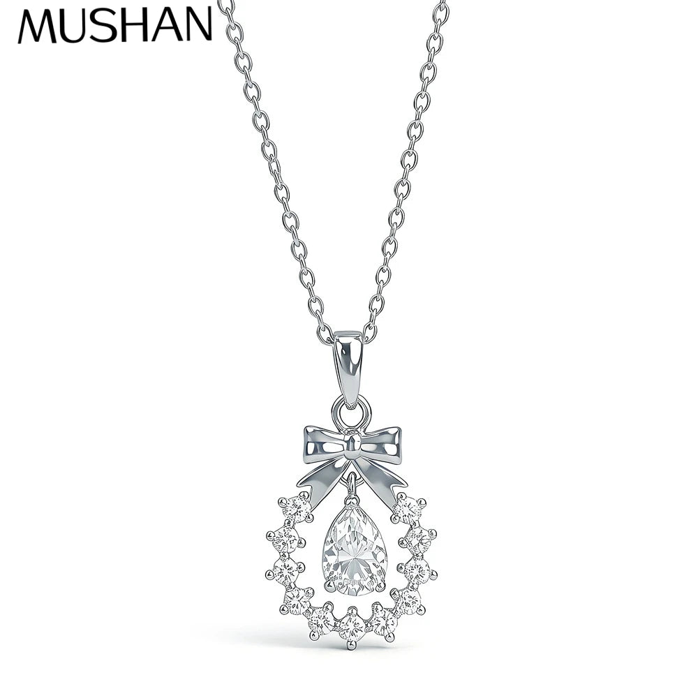 Collar de plata de ley 925 de la marca MuShan, corto, con moissanita de 2 quilates, regalo para mujer y para el Día de la Madre, chapado en oro, patente MST, corto