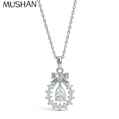 Collar de plata de ley 925 de la marca MuShan, corto, con moissanita de 2 quilates, regalo para mujer y para el Día de la Madre, chapado en oro, patente MST, corto