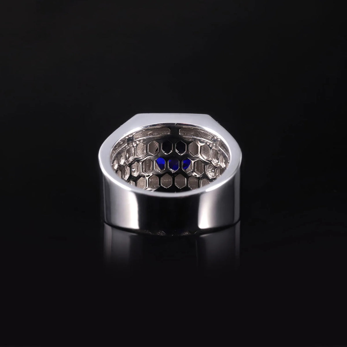 MUSHAN Custom Jewelry 925 Sterling Silver Ring Lab Blue Emerald Round Vintage Ring for Women 18K Gold Plated Anniversary Rings