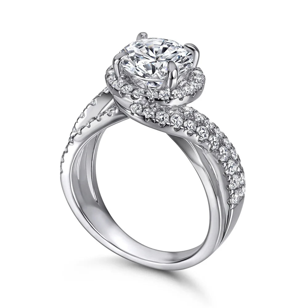 Anillo de boda de plata de ley 925 de MuShan Jewelry, anillo con diamante de alto carbono, regalo de Navidad, anillos chapados en oro para mujer, joyería fina