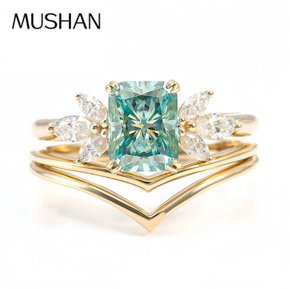 MUSHAN Joyería a medida, anillo de compromiso con diamante de moissanita raro de 2 quilates, banda de platino PT950, oro de 10K, 14K, 18K, joyería para mujer, anillos de boda