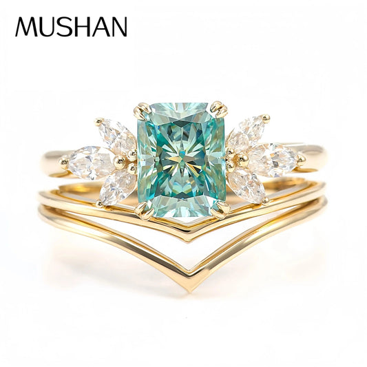 MUSHAN Bespoke Jewelry 2ct Rare Moissanite Diamond Ring Band Platinum PT950 10K 14K 18K Gold Jewelry For Women Wedding Rings