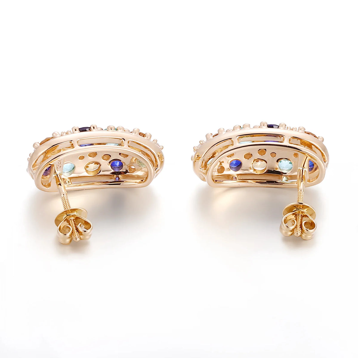 MUSHAN Custom Jewelry 10k 14k 18k Gold 925 Silver Stud Earrings Women Lab Grown Gemstones Sapphire Earrings Ear Pin Jewelry
