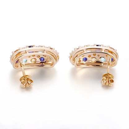 MUSHAN Custom Jewelry 10k 14k 18k Gold 925 Silver Stud Earrings Women Lab Grown Gemstones Sapphire Earrings Ear Pin Jewelry