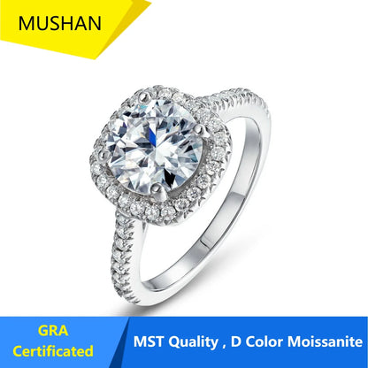 MUHAN Luxury Jewelry  925 Sterling Silver Ring Wedding Band  Women GRA Certificate Moissanite Diamond Rings D Color Fine Jewelry