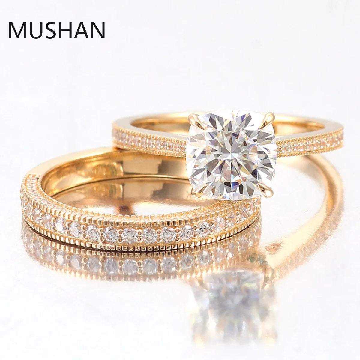 MUSHAN Anillos de lujo personalizados de oro de 14K y 18K, joyería con moissanita, diamantes de laboratorio y gemas, anillo de boda de diamantes para mujer