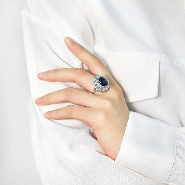 MuShan Jewelry 925 Sterling Silver Ring Wedding Band High Carbon Diamond Birthday Gift Cocktail Party Women Rings Fine Jewelry