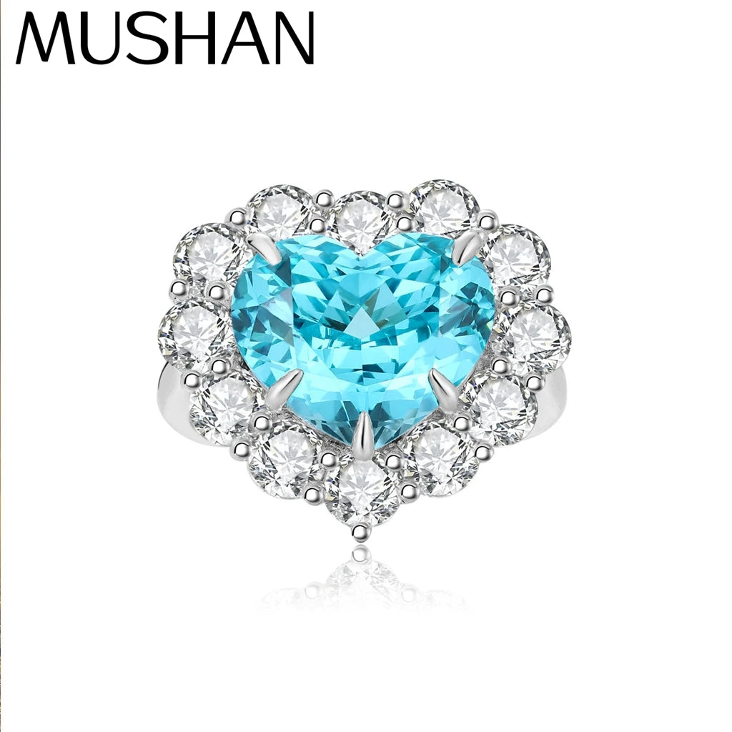 MUSHAN Custom Jewelry 925 Sterling Silver Ring Lab Red Emerald Marquise Modern Ring for Women 18K Gold Plated Anniversary Ring