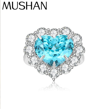 MUSHAN Custom Jewelry 925 Sterling Silver Ring Lab Red Emerald Marquise Modern Ring for Women 18K Gold Plated Anniversary Ring