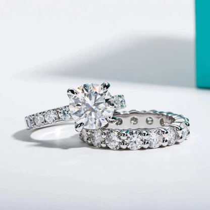 Anillo de boda de plata de ley 925 de MUHAN Luxury Jewelry, anillo de diamantes de moissanita para mujer con certificado GRA, color D, joyería fina