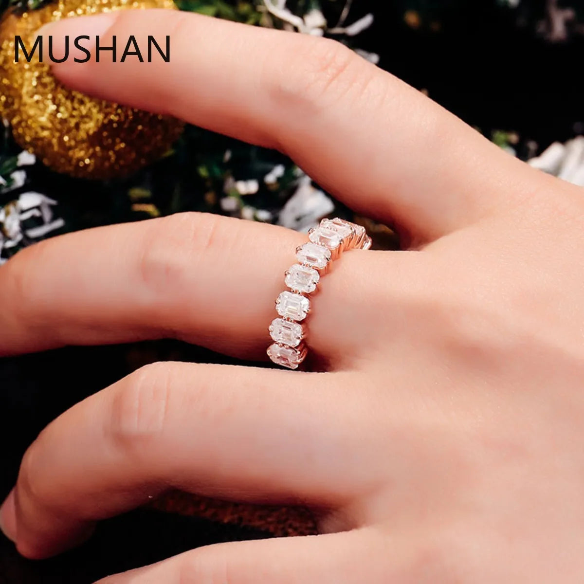 MUSHAN Luxury Custom 14K 18K Gold Rings Band Jewelry With Moissanite Diamond Lab Grown Gemstones Diamond Wedding Ring For Women