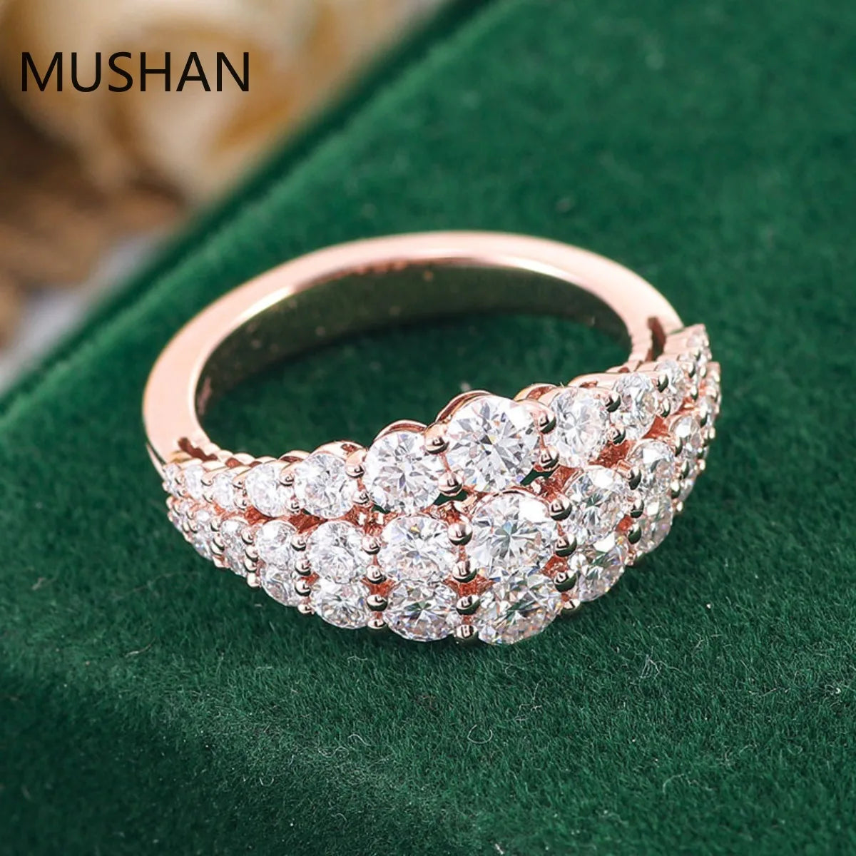 MUSHAN Luxury Custom 14K 18K Gold Rings Band Jewelry With Moissanite Diamond Lab Grown Gemstones Diamond Wedding Ring For Women