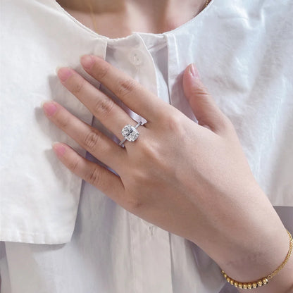 Anillo de boda de plata de ley 925 marca MuShan con diamante de moissanita, color D, VVS1, joyería fina con patente MST para mujer