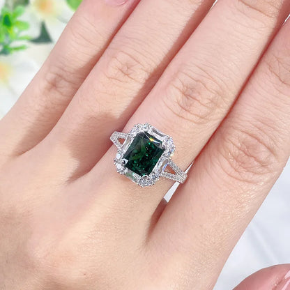MUSHAN Luxury Jewelry 925 Sterling Silver Emerald Ring Band For Women High Carbon Diamond Gemstones Wedding Rings Fine Jewelry
