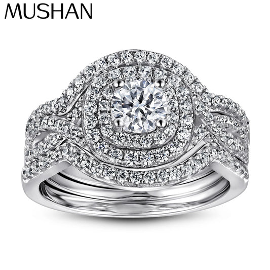 Anillos de compromiso de plata de ley 925 de MuShan Jewelry, bandas con circonita cúbica 5A, anillos vintage, regalo de aniversario para mujer