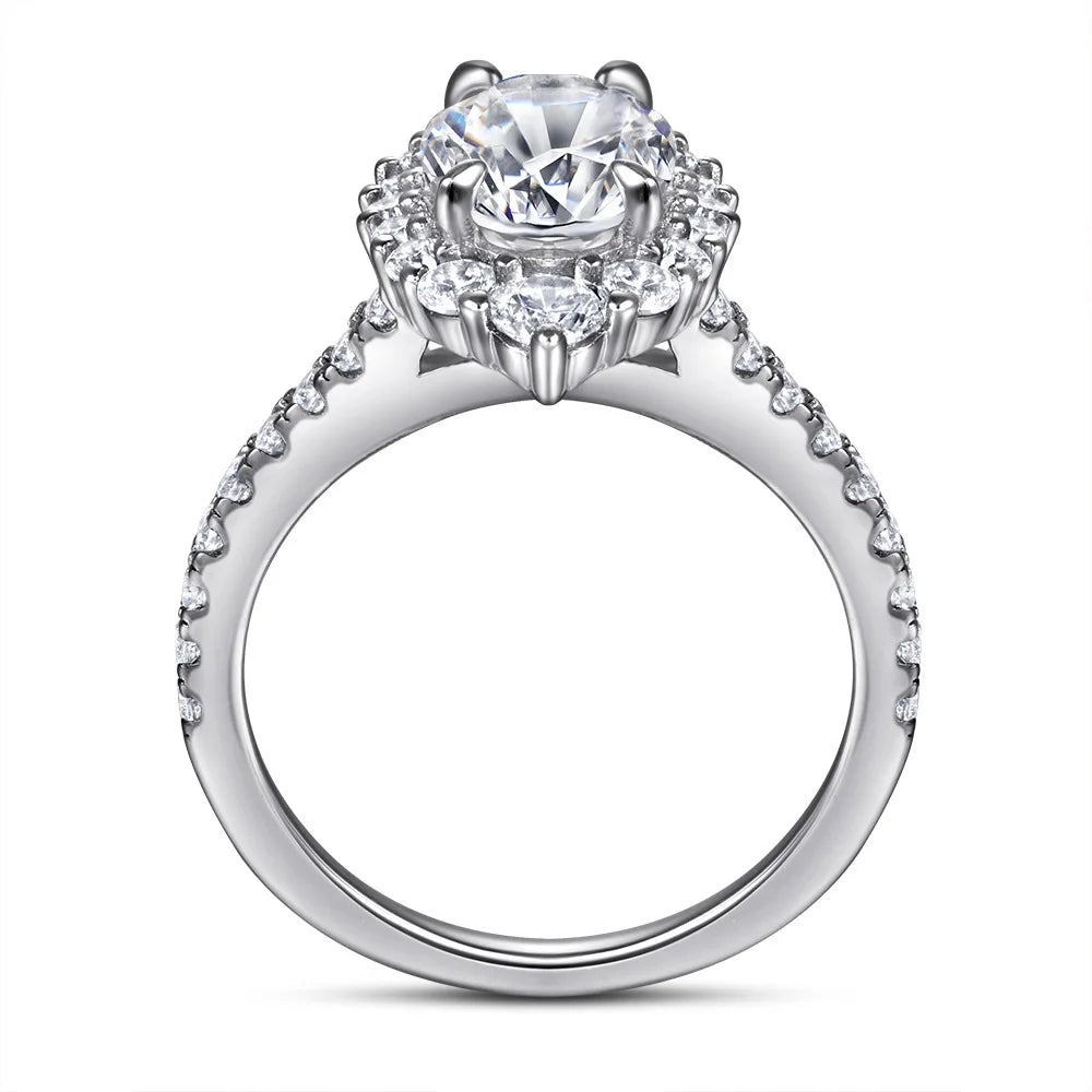 MuShan Brand Jewelry 925 Sterling Silver Ring Cubic Zirconia 7A Round Daytime Women 18K Real Gold Plated Fine Jewelry Rings