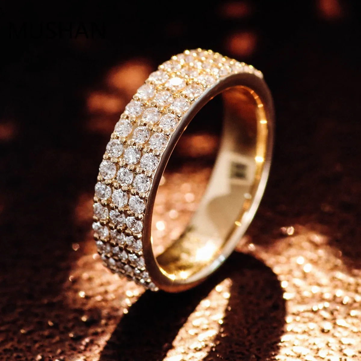 MUSHAN Luxury Custom 14K 18K Gold Rings Band Jewelry With Moissanite Diamond Lab Grown Gemstones Diamond Wedding Ring For Women