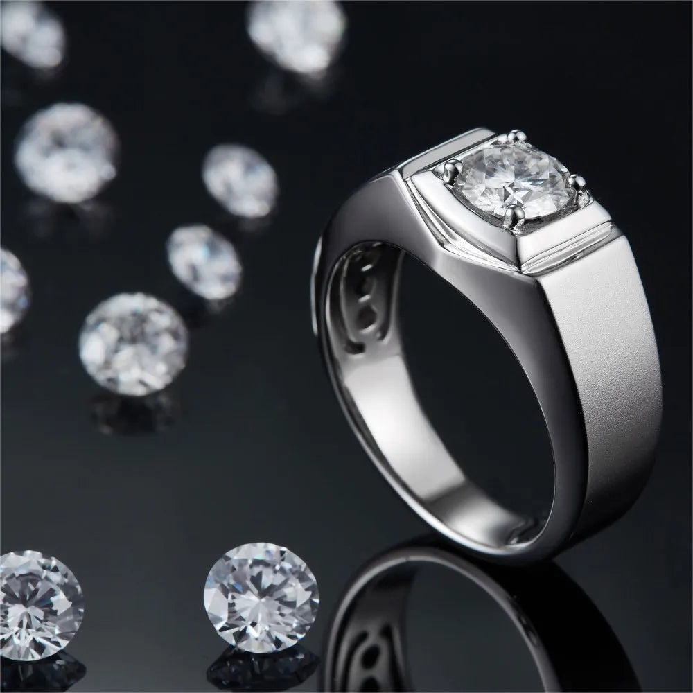 MuShan Designer Jewelry 925 Sterling Silver Ring VVS Moissanite Birthday Ring for Partner 18K Gold Plated MST Patent Jewellery