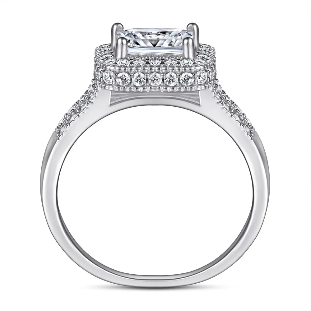 MuShan Jewelry 925 Sterling Silver Timeless Engagement Ring 7A Cubic Zirconia Valentine Rings Bands Rings Bands  Women Gift