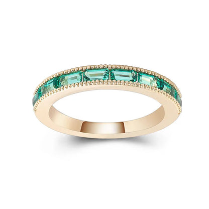 MUSHAN Bespoke Jewelry 10k 14k 18k Gold Ring with Lab Grown Emerald Wedding Engagement Ring Band for Women 18k Golden Jewelry