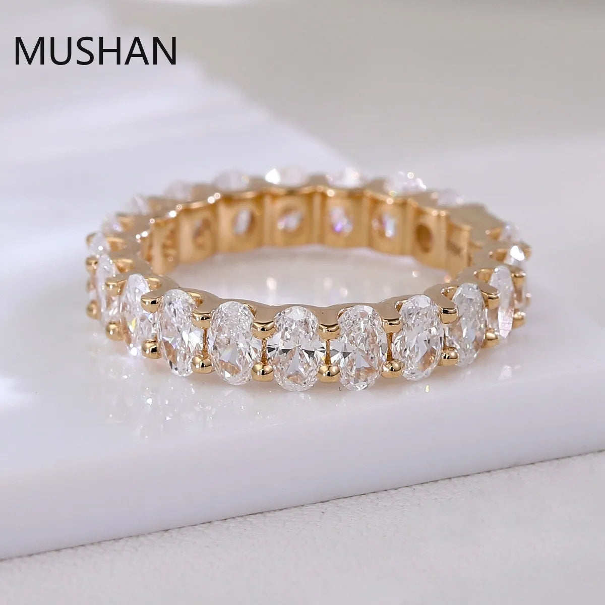 Anillos de boda de lujo MUSHAN de 14K y 18K, hechos a medida, con diamantes de moissanita y piedras preciosas cultivadas en laboratorio, para mujer