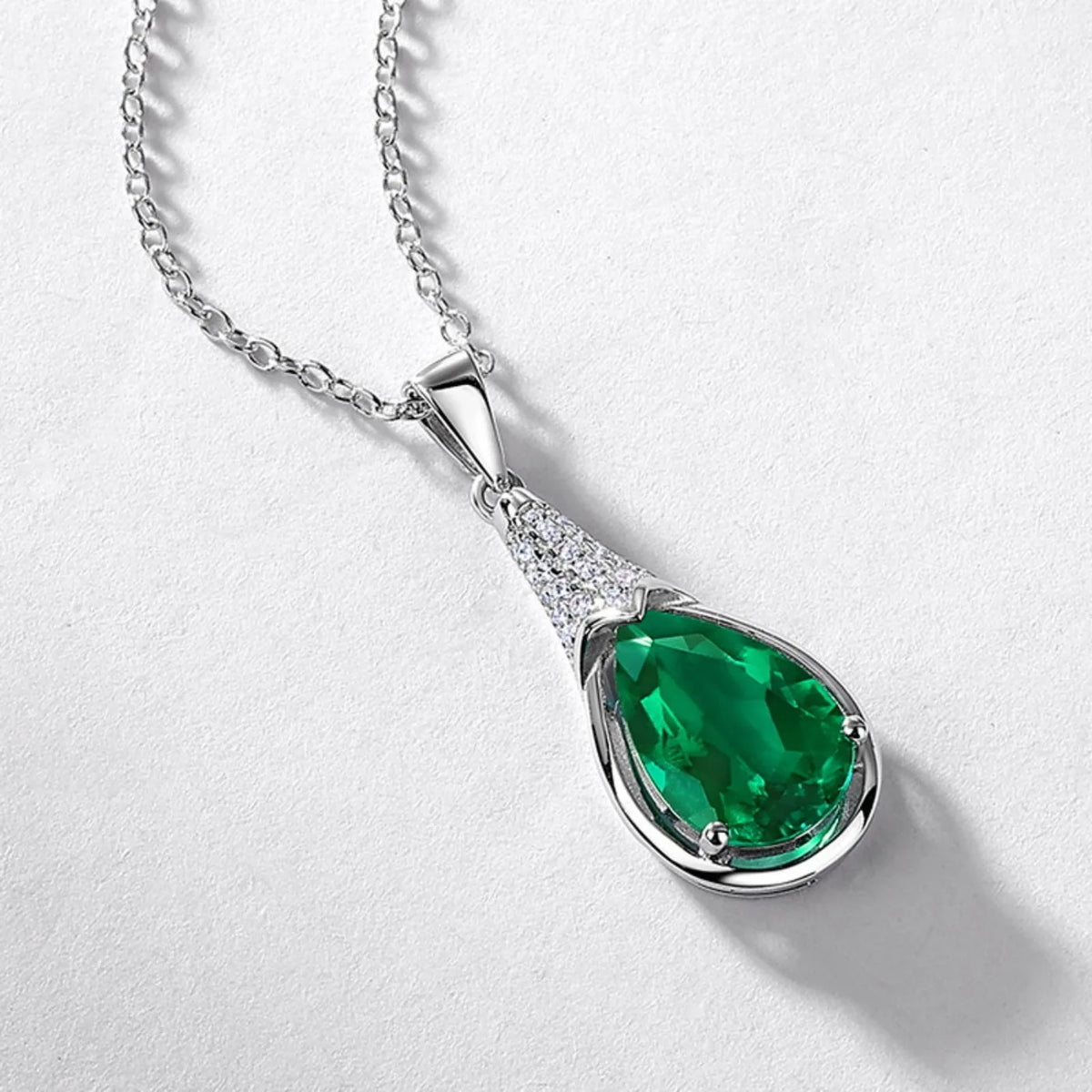 MUSHAN Luxury Jewelry 925 Sterling Silver Chain Pendant Necklace Lab Grown Emerald Ruby Gemstones Necklaces Pendants GRC Jewelry