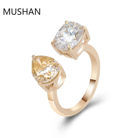 MUSHAN Luxury Custom 14K 18K Gold Rings Band Jewelry With Moissanite Diamond Lab Grown Gemstones Diamond Wedding Ring For Women