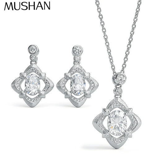 MuShan Designer Jewelry 925 Sterling Silver Opera Necklace Pear Moissanite for Partner Gold Vermeil MST Patent Cocktail Operas