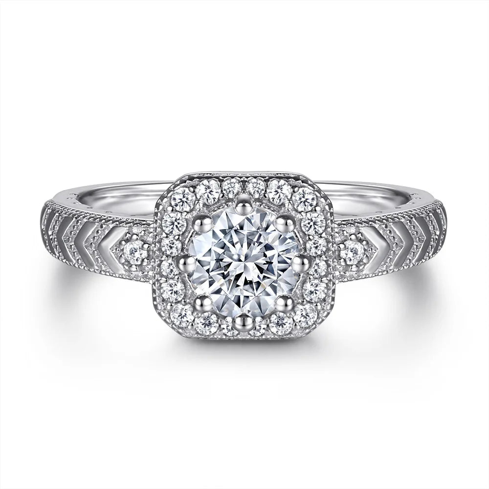MuShan Jewelry 925 Sterling Silver Rings Bands Engagement Ring 7A Cubic Zirconia  Her Rings Bands Anniversary  Women Gift