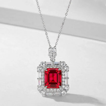 MUSHAN Luxury Jewelry 925 Sterling Silver Chain Pendant Necklace Lab Grown Emerald Ruby Gemstones Necklaces Pendants GRC Jewelry