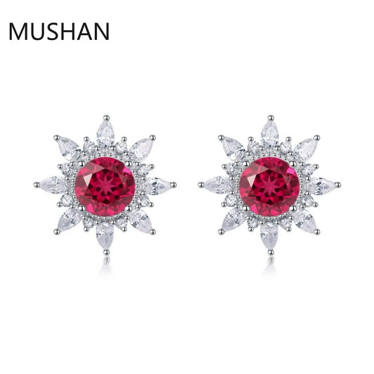 MUSHAN Luxury Jewelry S 925 Sterling Silver Stud Earrings Women GRC Certificated Lab Grown Emerald Earrings Stud Ear Pin Jewelry