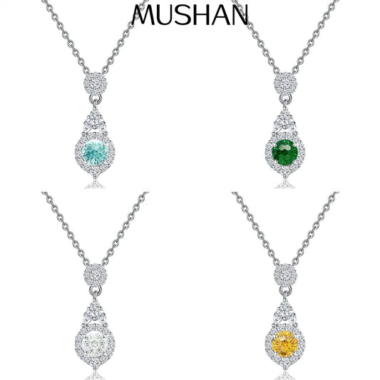 MuShan Jewelry 925 Sterling Silver Necklace Pendant Chain HCD Gemstones Valentine Gift Mother Day Gift Women Necklaces Jewelry