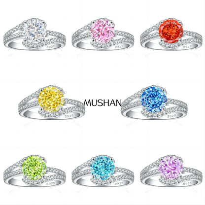 MuShan Jewelry 925 Sterling Silver Ring Wedding Band High Carbon Diamond Cocktail Party Luxury Style Women Rings Fine Jewelry