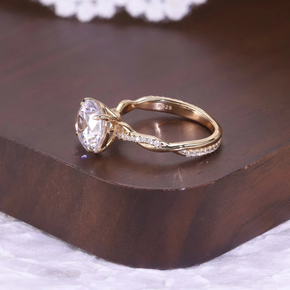 Anillo de plata de ley 925 MuShan Luxury Jewelry, anillo de aniversario con moissanita color D para mujer, bañado en oro de 18 quilates, anillos con patente MST