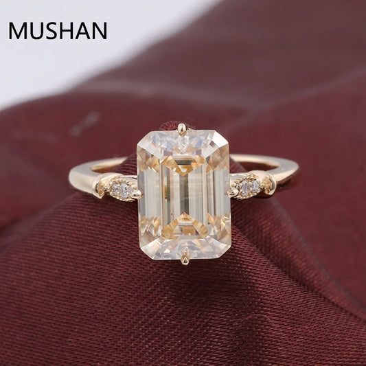 MUSHAN Luxury Custom 14K 18K Gold Rings Band Jewelry With Moissanite Diamond Lab Grown Gemstones Diamond Wedding Ring For Women