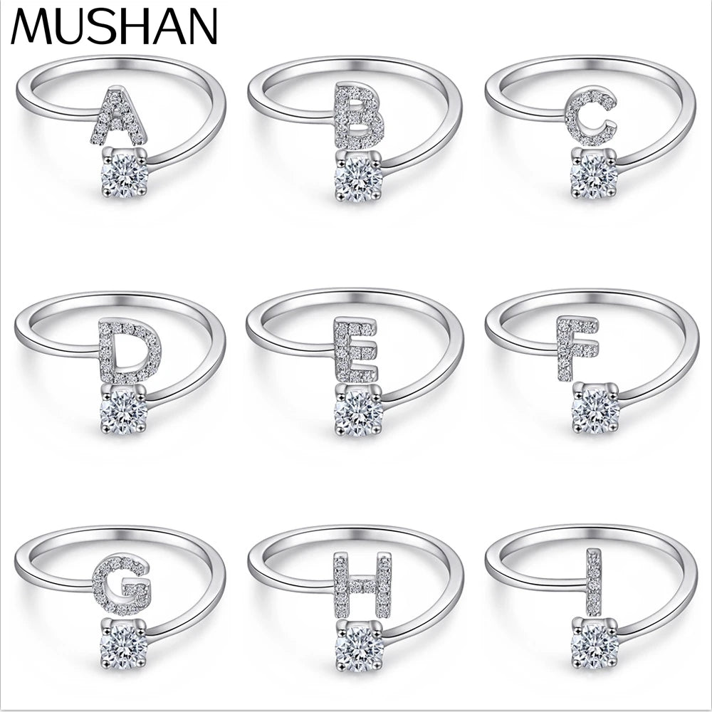 MuShan Jewelry 925 Sterling Silver Rings Bands Engagement Ring 7A Cubic Zirconia Rings Bands Rings Bands Anniversary  Women Gift