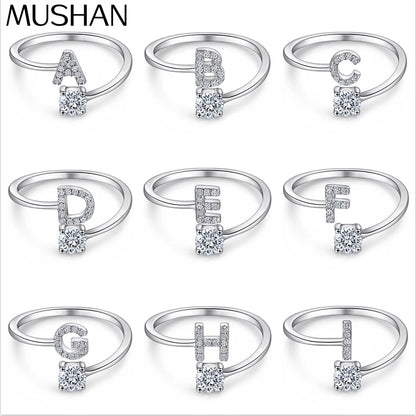 MuShan Jewelry 925 Sterling Silver Rings Bands Engagement Ring 7A Cubic Zirconia Rings Bands Rings Bands Anniversary  Women Gift