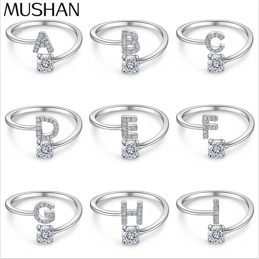 Bague de fiançailles MuShan Jewelry en argent sterling 925, anneau avec zircon cubique 7A, cadeau d'anniversaire pour femme