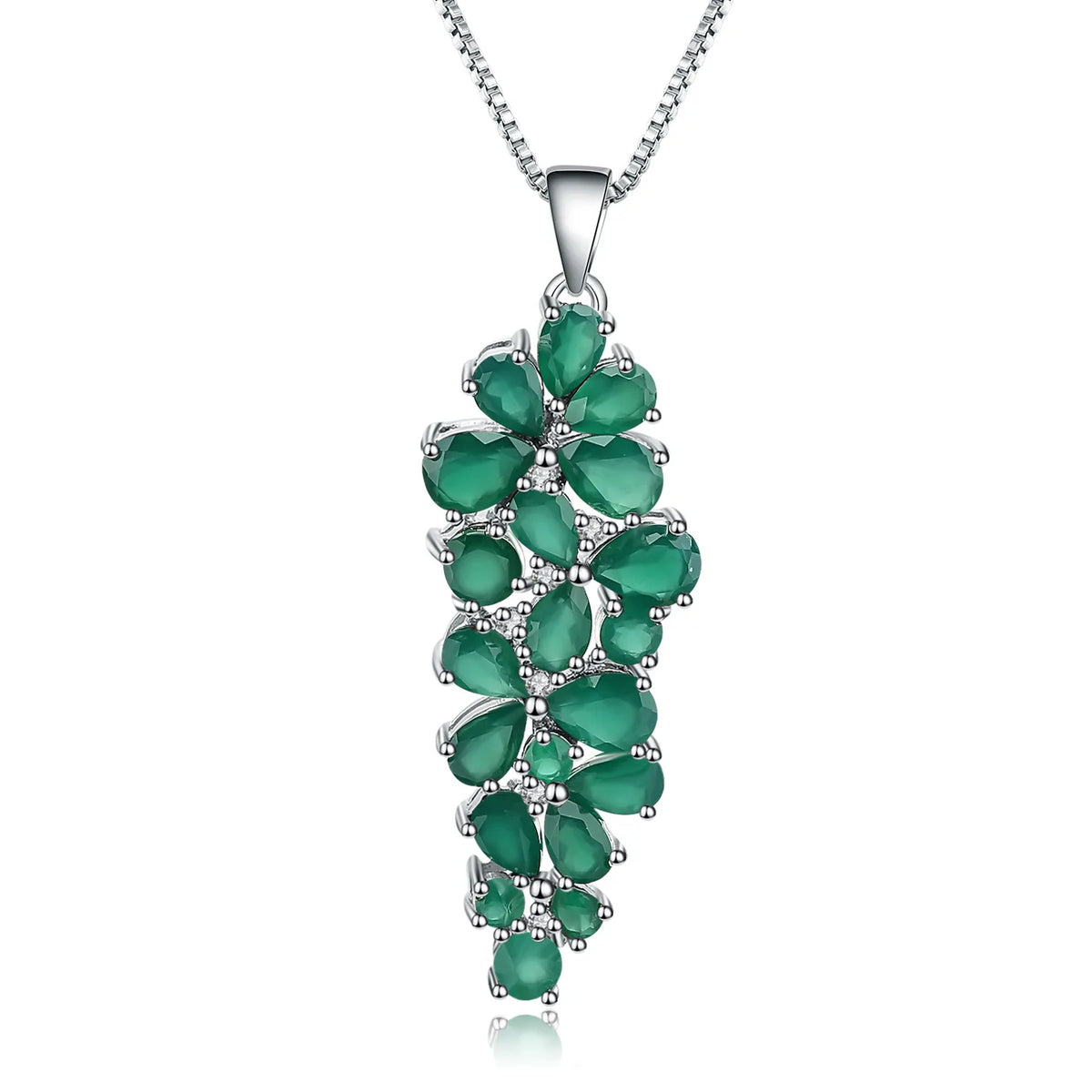 MUSHAN Bespoke Jewelry 925 Sterling Silver Necklace Lab Green Ruby Round Wedding Party for Women 18K Gold Plated Anniversary