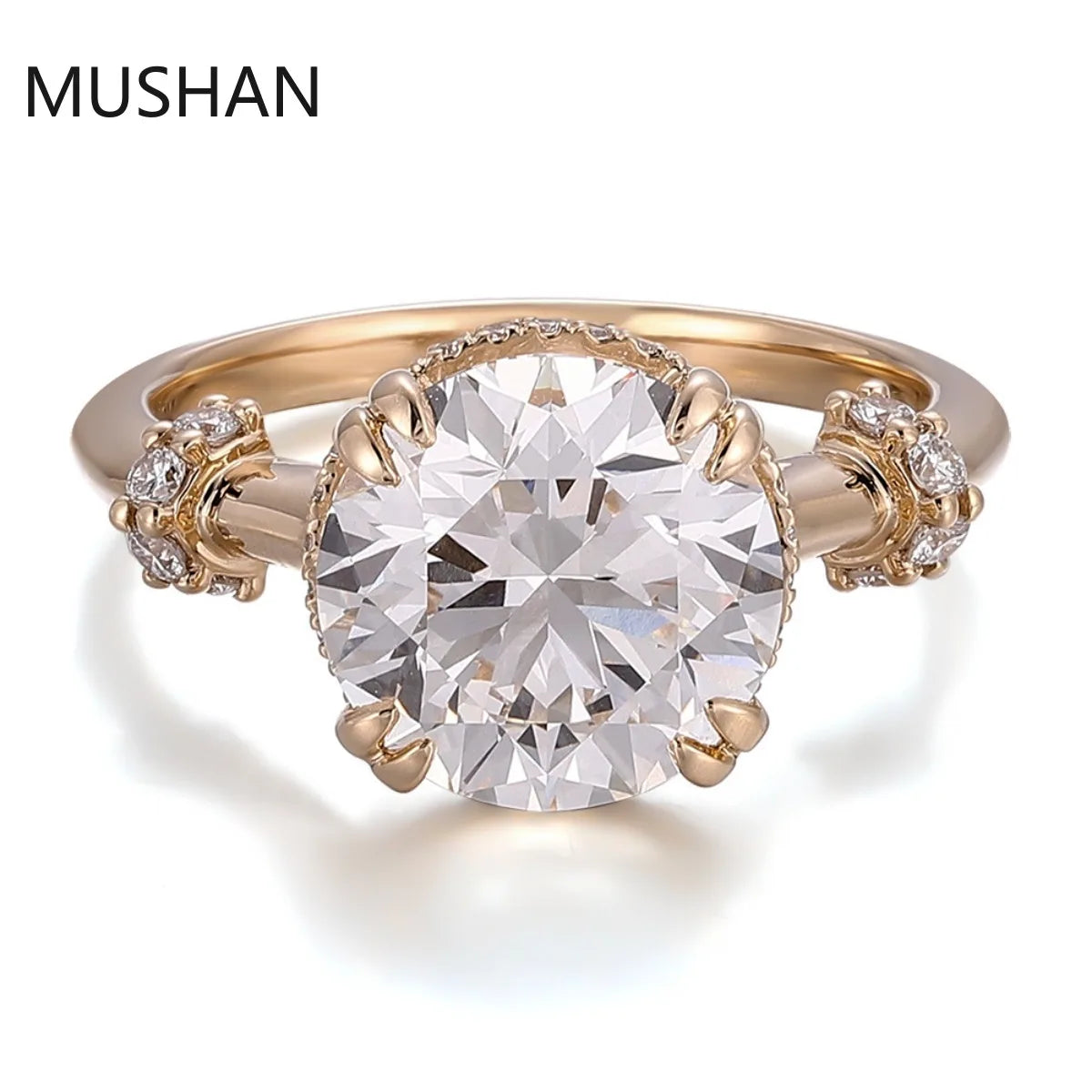 MUSHAN Luxury Custom 4ct Diamond Ring 14K 18K Gold Band Jewelry Women IGI Certificate Lab Grown Diamond Wedding Ring For Women