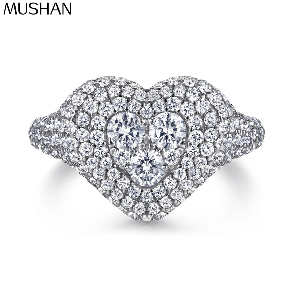 Anillo de plata de ley 925 MuShan Luxury Jewelry con circonita cúbica 5A en forma de pera, romántico, para prometida, joyería fina chapada en oro auténtico