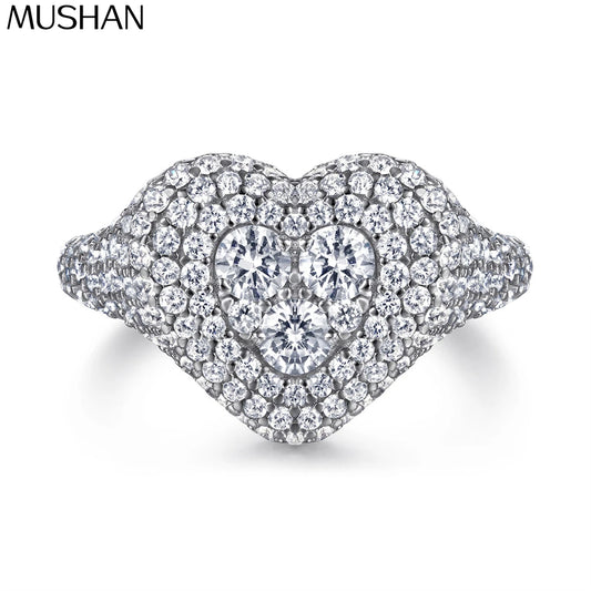 MuShan Luxury Jewelry 925 Sterling Silver Ring Cubic Zirconia 5A Pear Romantic for Fiancee Real Gold Plated Fine Jewelry Rings