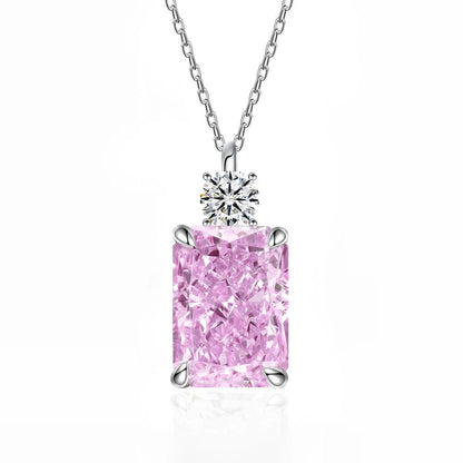MUSHAN Luxury Jewelry 7ct 8*10 Rectangular Necklace For Women Made Of 925 Silver With Ice Flower Cut High-Carat Diamond Pendant