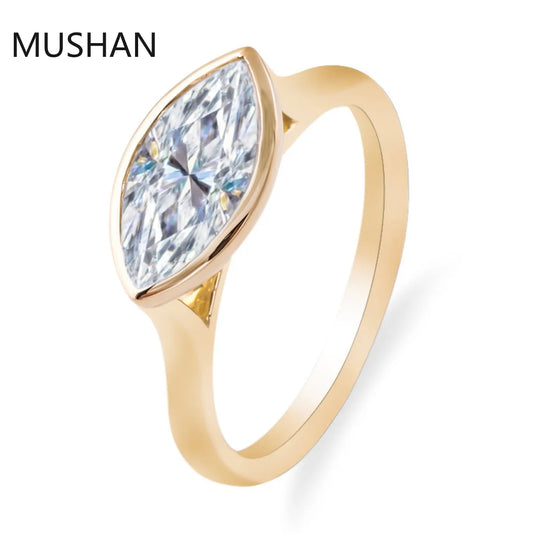 MUSHAN Luxury Custom 14K 18K Gold Rings Band Jewelry With Moissanite Diamond Lab Grown Gemstones Diamond Wedding Ring For Women