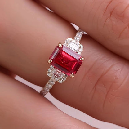 Bague MUSHAN Bespoke Jewelry avec rubis de synthèse de 2,7 ct, anneau en platine PT950, or 10K, 14K, 18K, bijou pour femme, cadeau pour mariage ou fête