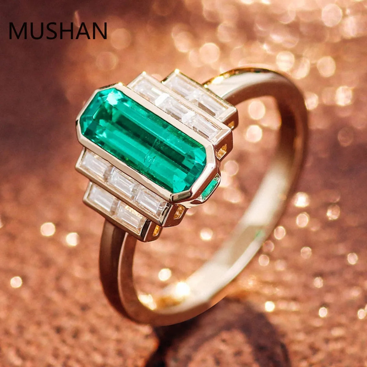 MUSHAN Luxury Custom 14K 18K Gold Rings Band Jewelry With Moissanite Diamond Lab Grown Gemstones Diamond Wedding Ring For Women