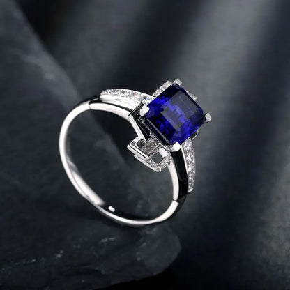 Bague MUSHAN personnalisée en argent sterling 925, bague de promesse pour femme avec saphir bleu ovale créé en laboratoire, bague anniversaire plaquée or 18K