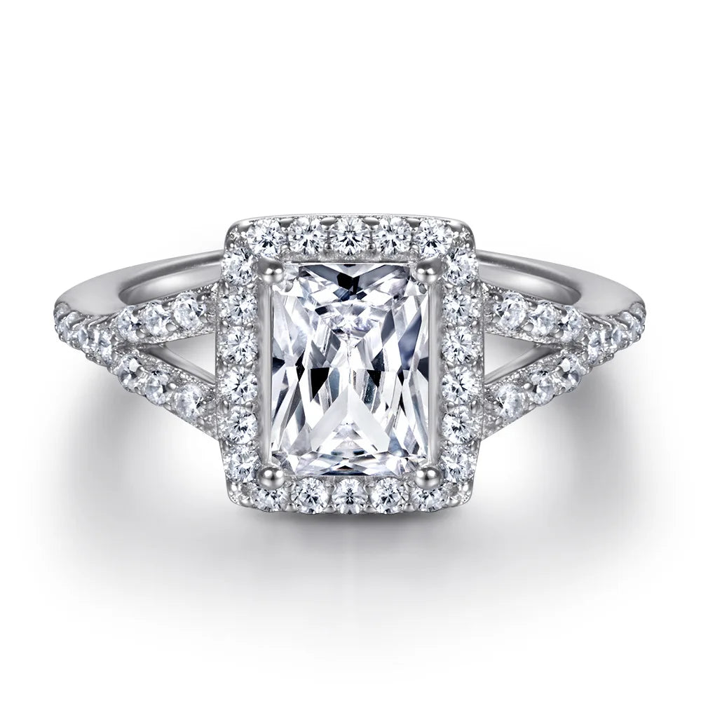 MuShan Jewelry 925 Sterling Silver Timeless Engagement Ring 5A Cubic Zirconia Rings Bands Anniversary Rings Bands  Women Gift