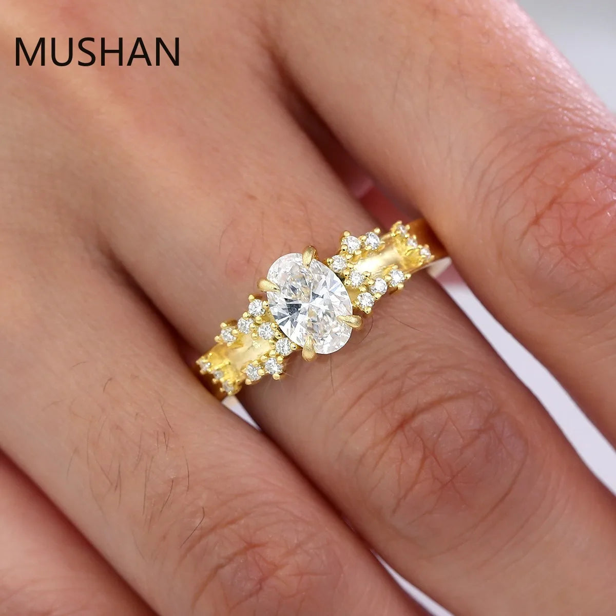 MUSHAN Luxury Custom 14K 18K Gold Rings Band Jewelry With Moissanite Diamond Lab Grown Gemstones Diamond Wedding Ring For Women