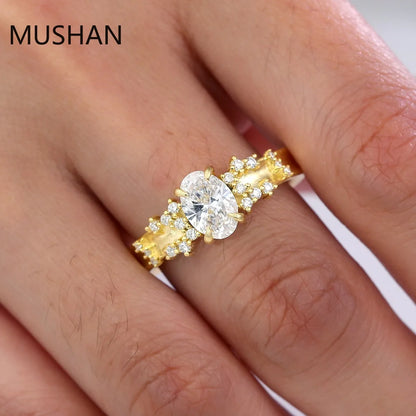 MUSHAN Luxury Custom 14K 18K Gold Rings Band Jewelry With Moissanite Diamond Lab Grown Gemstones Diamond Wedding Ring For Women